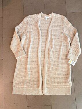 New w/ tag Charter Club Open Front Tan Cotton Blend Sweater/Cardigan-M